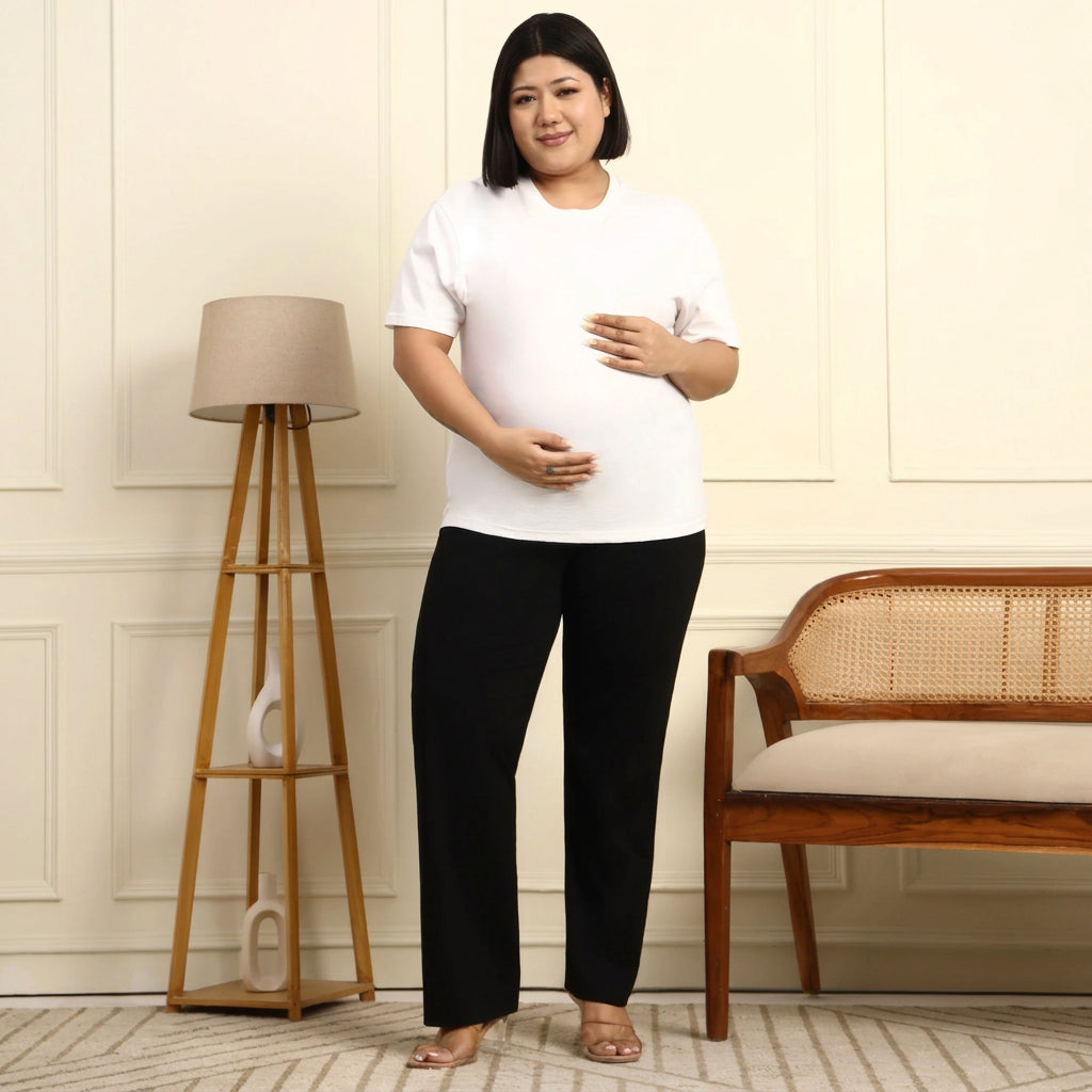 Maternity Comfy Straight Pant - Adjustable waist - Black
