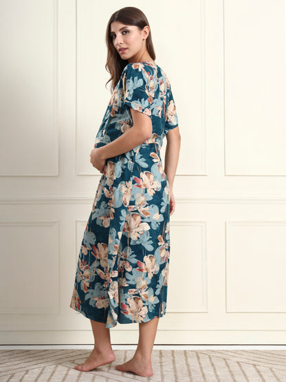 Petal Teal Maternity and Nursing Kaftaan