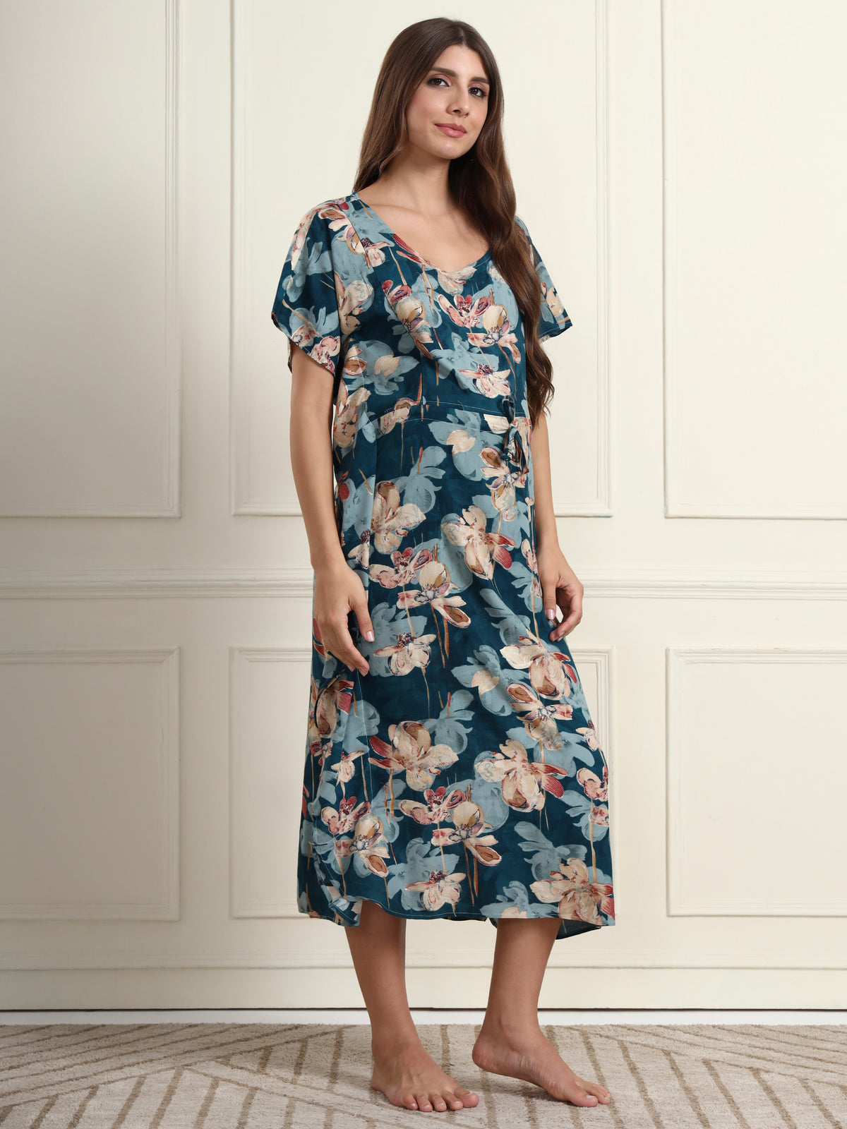 Petal Teal Maternity and Nursing Kaftaan
