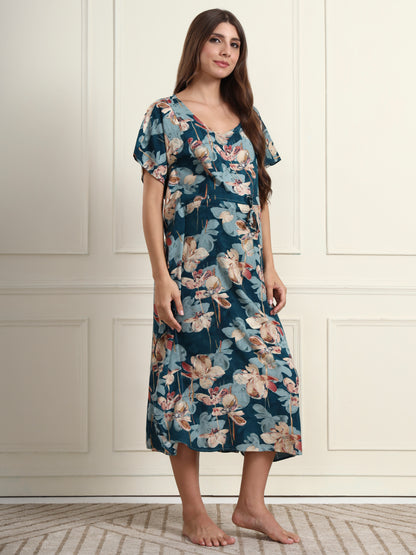 Petal Teal Maternity and Nursing Kaftaan