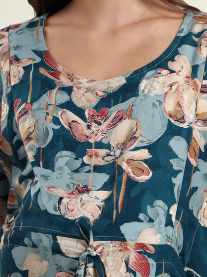 Petal Teal Maternity and Nursing Kaftaan