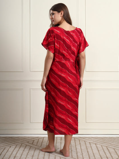 Maroon Eclipse Wave Maternity and Nursing Kaftaan