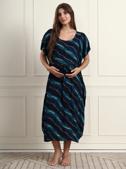 Mystic Ocean Maternity and Nursing Kaftaan