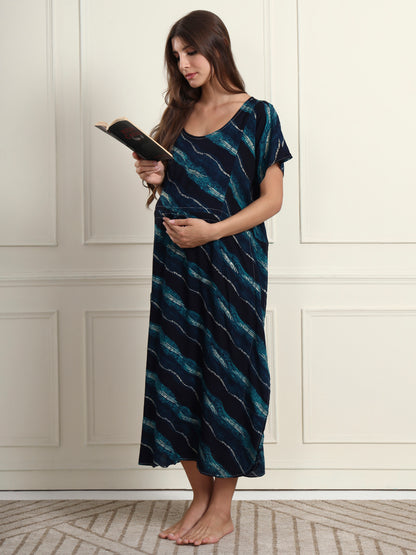 Mystic Ocean Maternity and Nursing Kaftaan