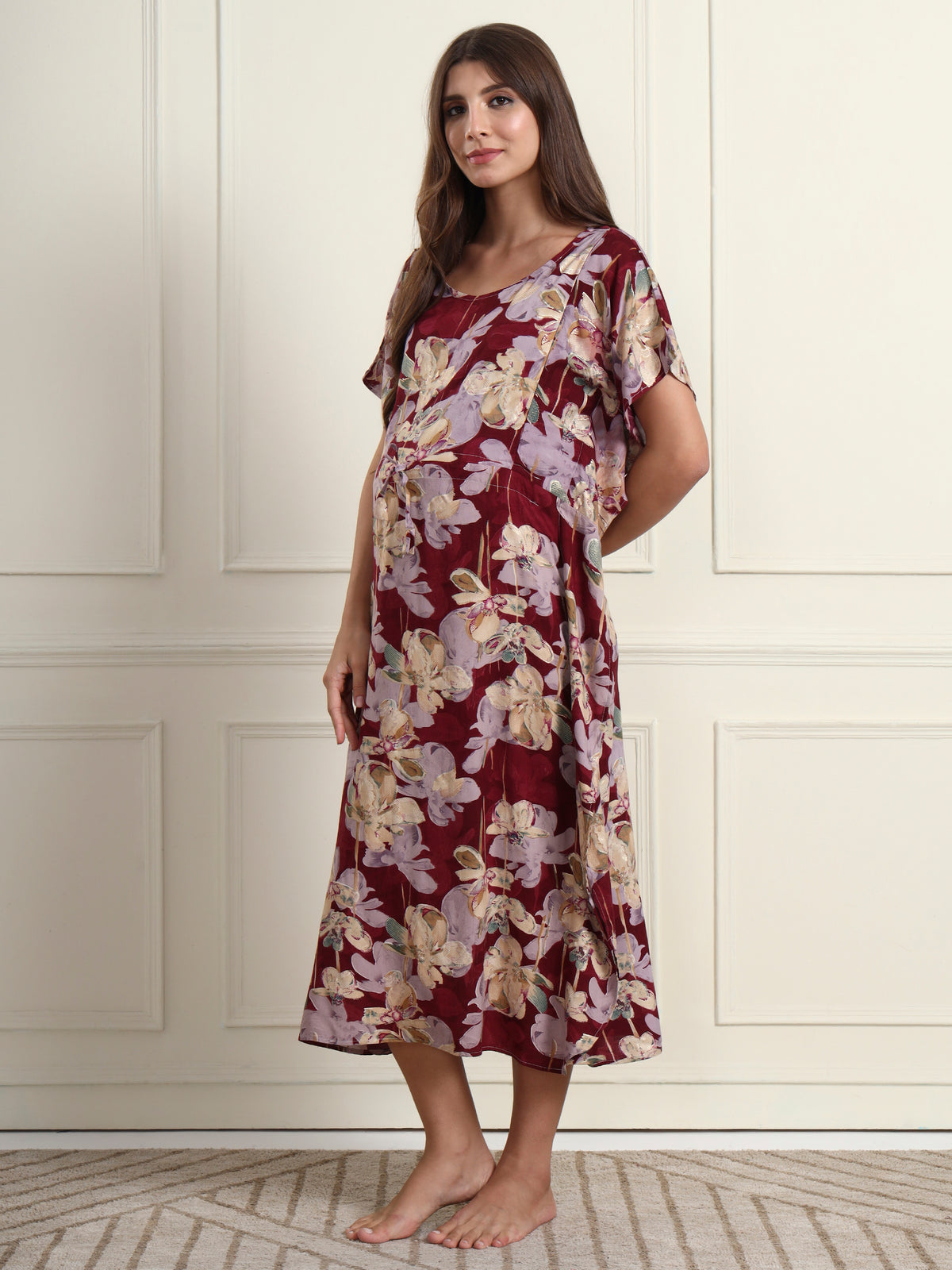Orchid Bloom Maternity and Nursing Kaftaan