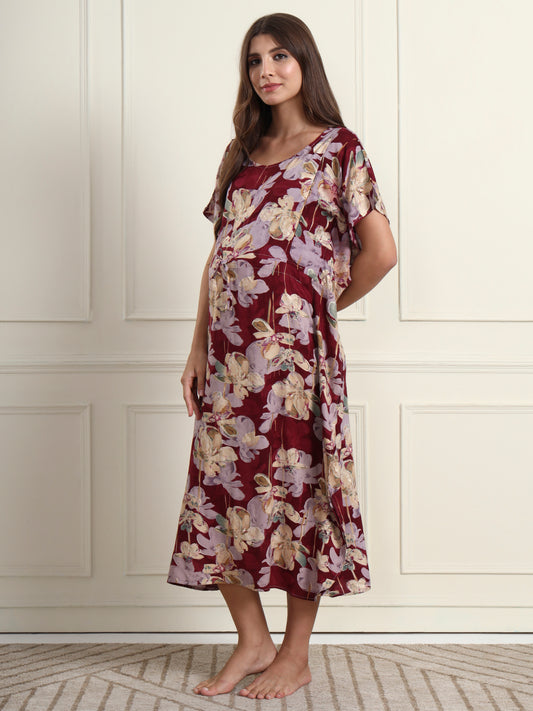 Orchid Bloom Maternity and Nursing Kaftaan