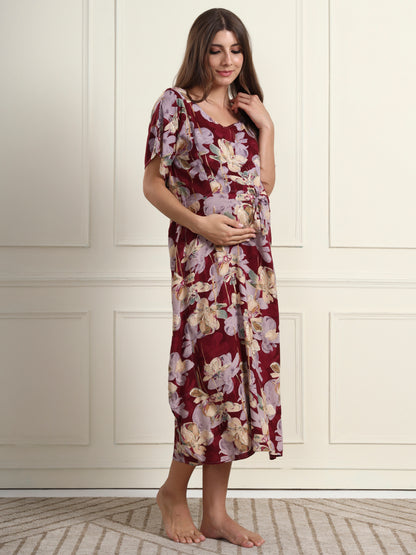 Orchid Bloom Maternity and Nursing Kaftaan