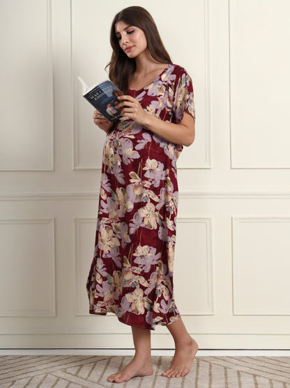 Orchid Bloom Maternity and Nursing Kaftaan
